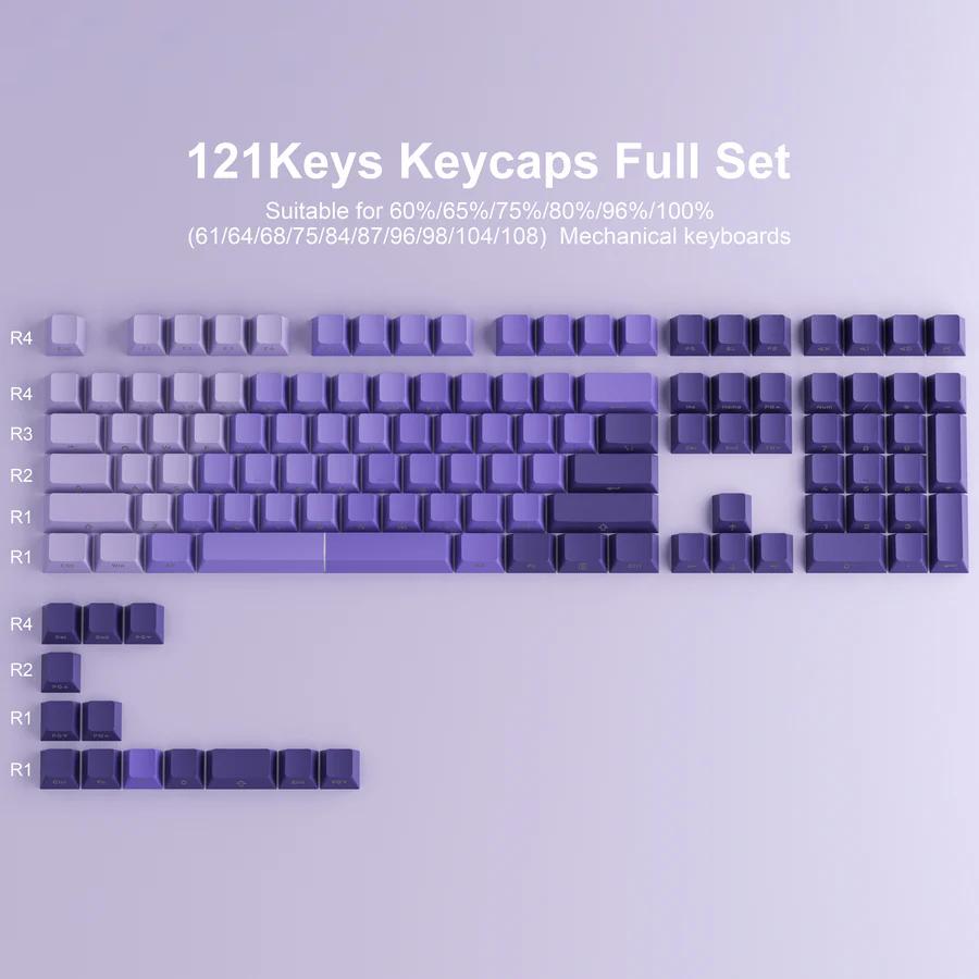 XVX Violet Side Gradient Keycaps OEM Profile Double Shot Shine Through PBT Keycap 121-Keys