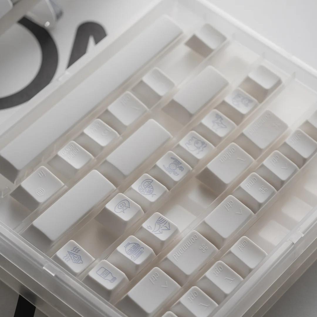 LeleLab Hokkaido White Keycaps Cherry Profile UV Printed ABS Keycap 133-Keys