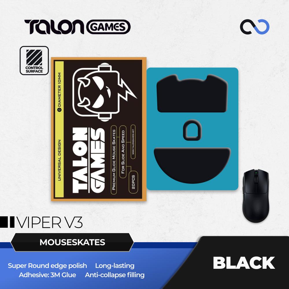 TALONGAMES Black Razer Viper V3 Pro Mouse Feet / Mouse Skate UPE for Cloth Mouse pad (Control)