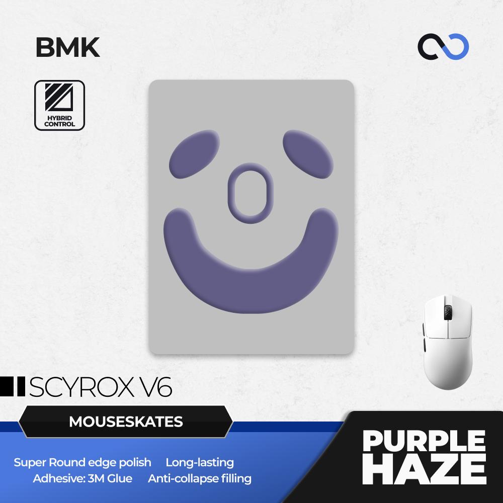 BMK Purple Haze Pro Scyrox V6 Mouse Feet / Mouse Skate PTFE Obsidian Air Clone (Hybrid-Control)