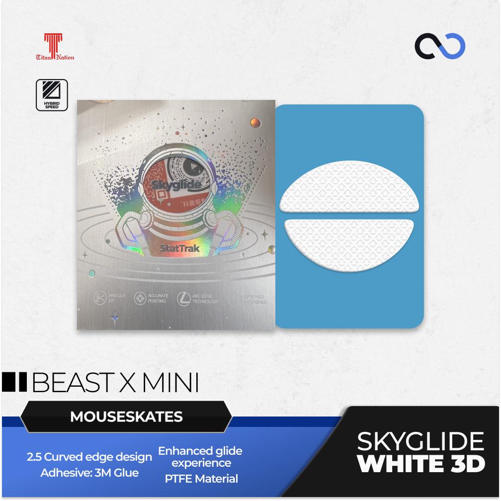 Skyglide StatTrak White 3D WLMouse Beast X Mini Series Gaming Mouse Feet / Mouse Skate PTFE (Hybrid)