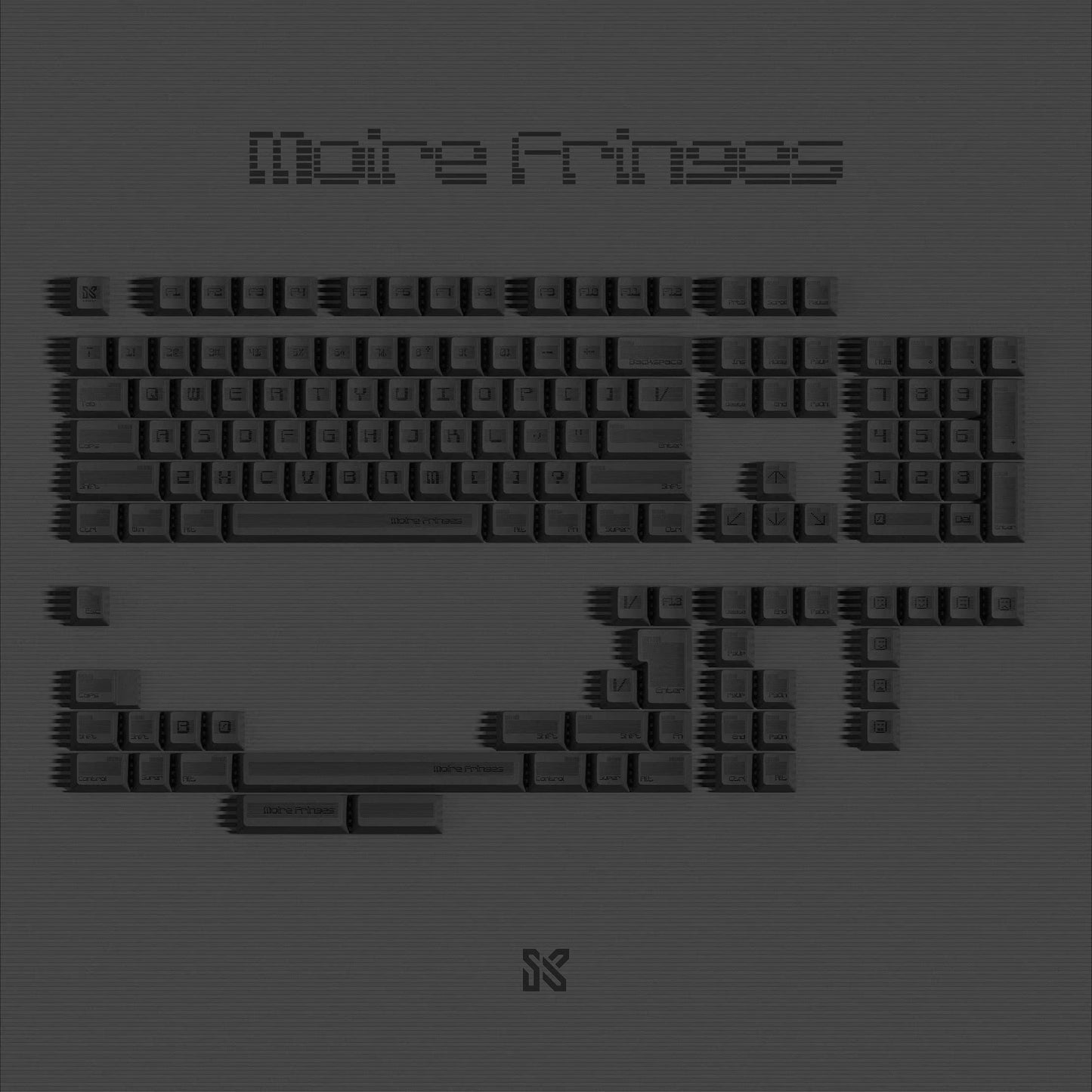 Sinokeys Moire Fringe Black Keycaps Cherry Profile Dye-Sub PBT Keycap 142-Keys