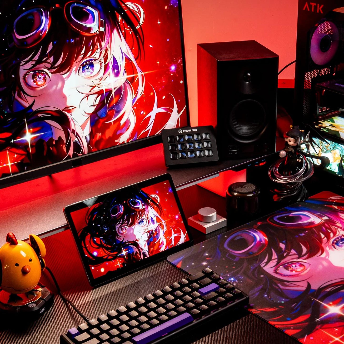 ATK Crimson Poron Base NON-COATED Gaming Glass Mousepad Kaca (Speed)