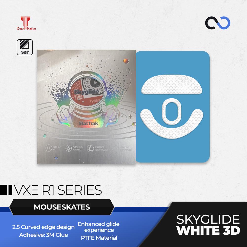 Skyglide StatTrak White 3D VXE R1 Series Gaming Mouse Feet / Mouse Skate PTFE (Hybrid)