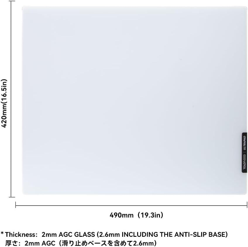 Talongames Ultrapad Poron Base AGC Japanese CNC Tempered Glass Gaming Mousepad Kaca (Hybrid-Control)