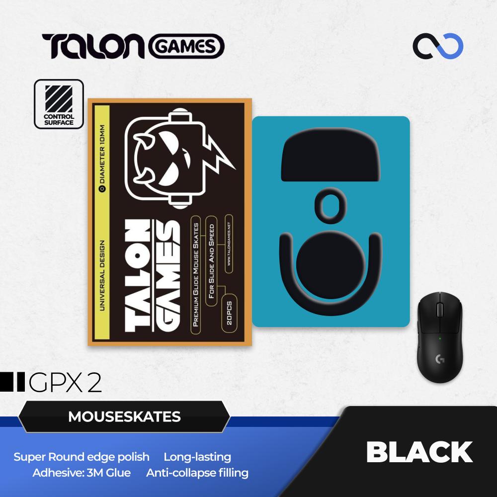 TALONGAMES Black G Pro X Superlight 2 / GPX 2 Mouse Feet / Mouse Skate UPE for Cloth Mouse pad (Control)