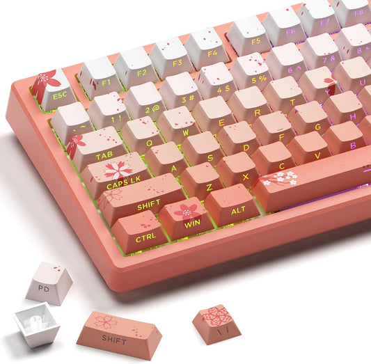 XVX Blossom Gradient Keycaps Shine Through Cherry Profile Side Legend Double-Shot PBT Keycap 132-Keys