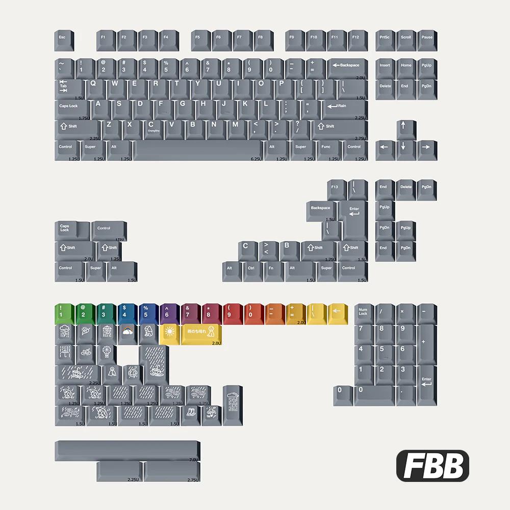 FBB After the Rain Keycaps Cherry Profile Dye sub PBT Keycap 185-Keys