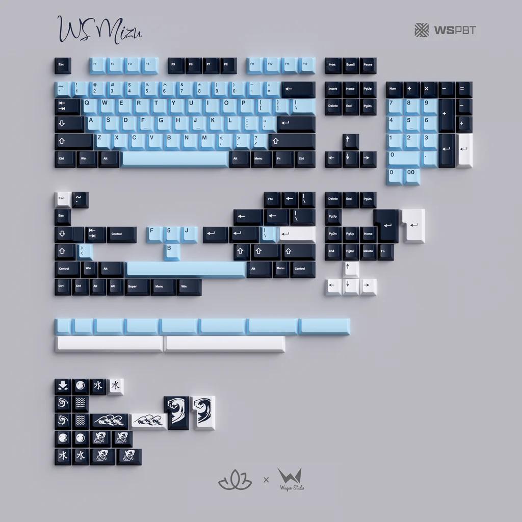 Wuque Studio WS Mizu Keycaps Cherry Profile Doubleshot PBT Keycap 196-Keys