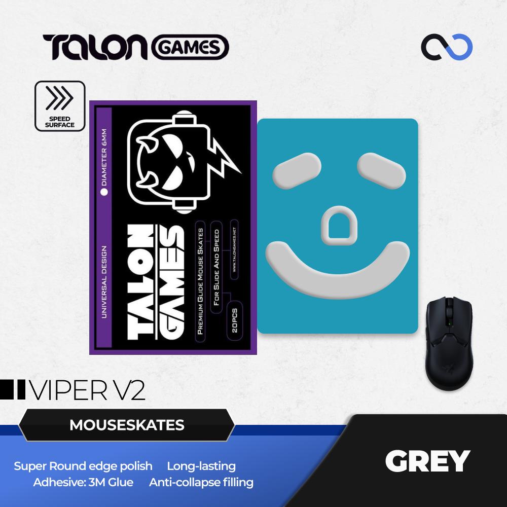 TALONGAMES Grey Razer Viper V2 Pro Mouse Feet / Mouse Skate PTFE for Cloth Mouse pad (Speed)