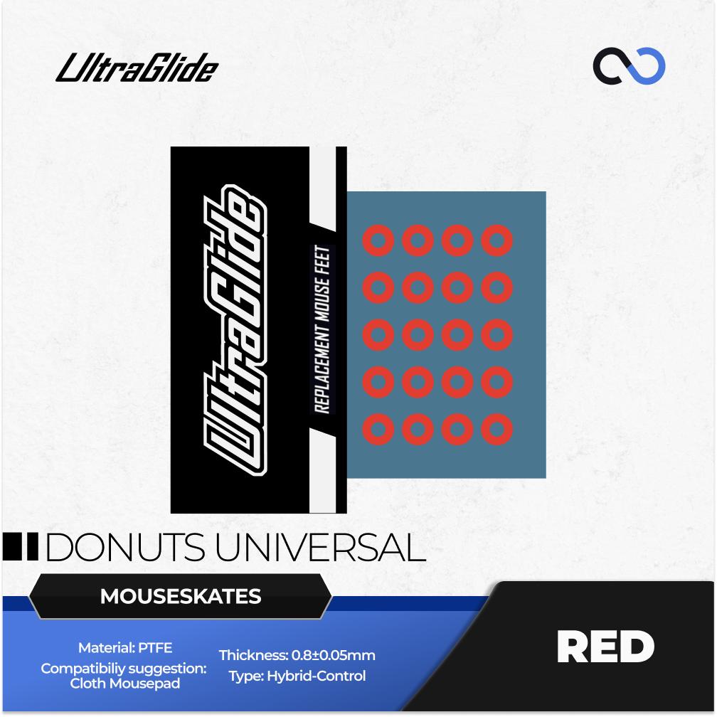 Meow Gaming Gear UltraGlide RED Donuts Universal Mouse Feet / Mouse Skate (Hybrid Control)
