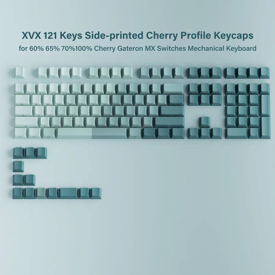 XVX Cyan Side Gradient Keycaps OEM Profile Double Shot Shine Through PBT Keycap 121-Keys