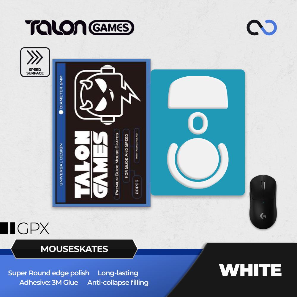 TALONGAMES White G Pro X Superlight / GPX Mouse Feet / Mouse Skate PTFE for Cloth Mouse pad (Hybrid)