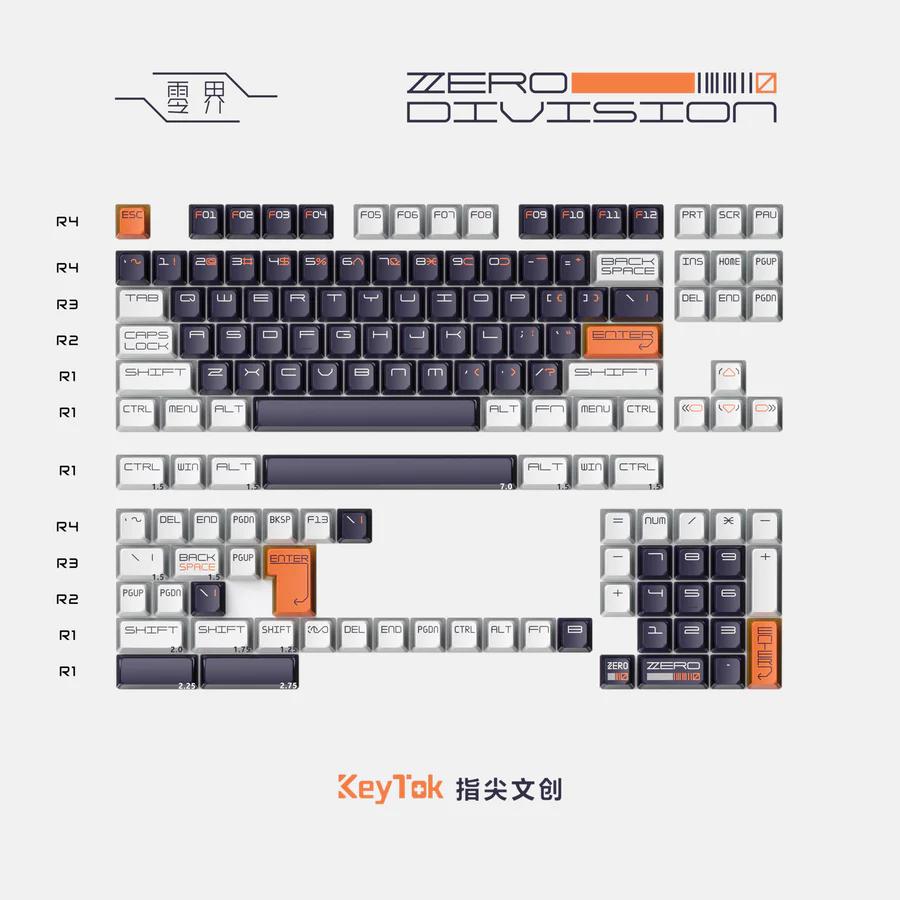 Keytok Zero Keycaps KOL Profile Double Shot Dye sub Printed PBT+PC Keycap 142-Keys