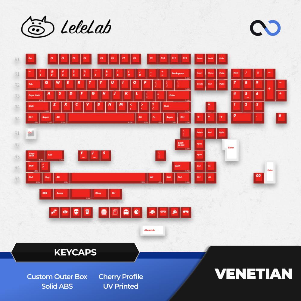 LeleLab Venerian Red Keycaps Cherry Profile UV Printed ABS Keycap 127-Keys