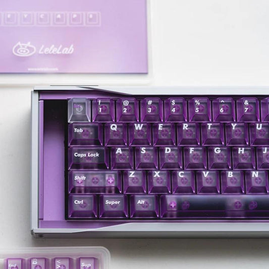 LeleLab Supsup Purple Transparent Keycaps Cherry Profile UV Printed ABS Keycap 138-Keys