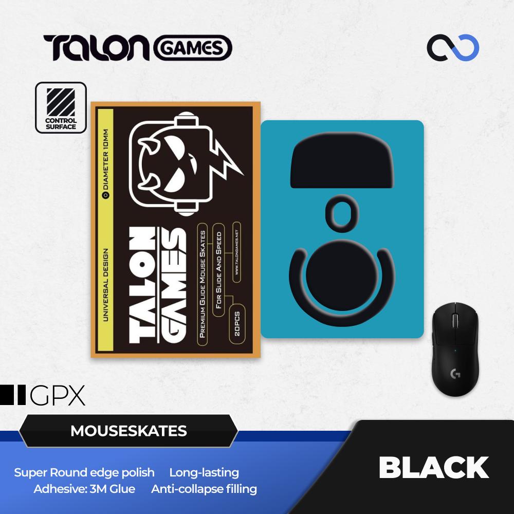 TALONGAMES Black G Pro X Superlight / GPX Mouse Feet / Mouse Skate PTFE for Cloth Mouse pad (Control)