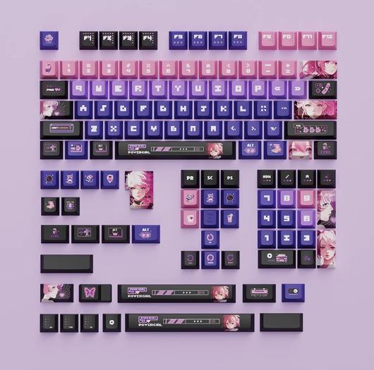 Infinitas Keycaps PBT Y2K Purple / Ungu Anime OEM Profile Dye Sub Keycap 127-Keys