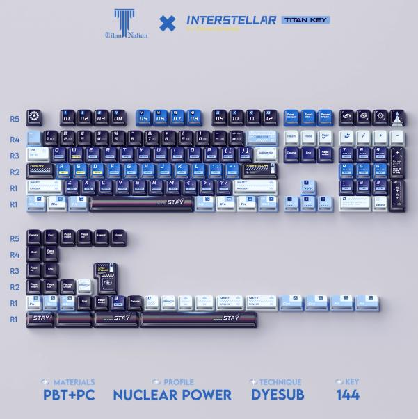 Titan Nation Interstellar Keycaps Nuclear Power Profile Dyesub PBT Keycap 144-Keys