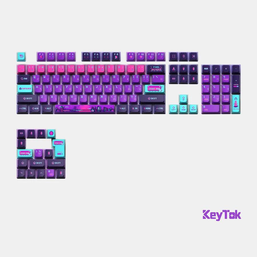 Keytok Pixel Keycaps KOL Profile Dye sub Printed PBT+PC Keycap 121-Keys
