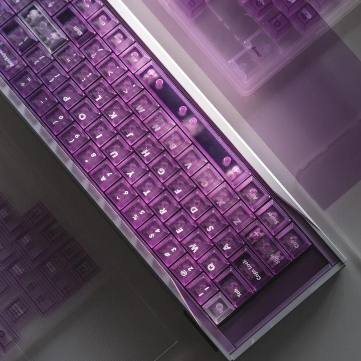 LeleLab Supsup Purple Transparent Keycaps Cherry Profile UV Printed ABS Keycap 138-Keys