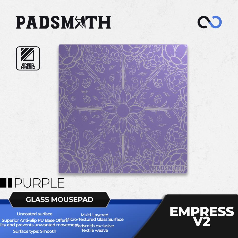 Padsmith Empress V2 Balanced Silicone Base Glass Gaming Mousepad Kaca (Speed-Hybrid)