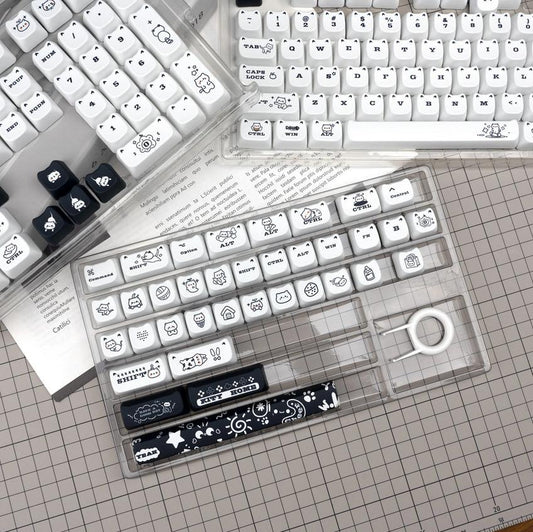 XVX Cute kitten Keycaps MAO Profile Dye-Sub PBT Keycap 143-keys