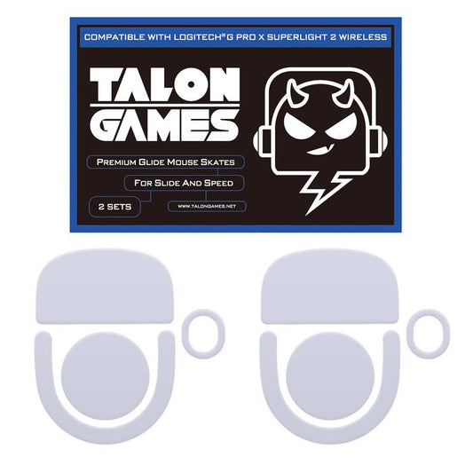 TALONGAMES White G Pro X Superlight 2 / GPX 2 Mouse Feet / Mouse Skate PTFE for Cloth Mouse pad (Hybrid)