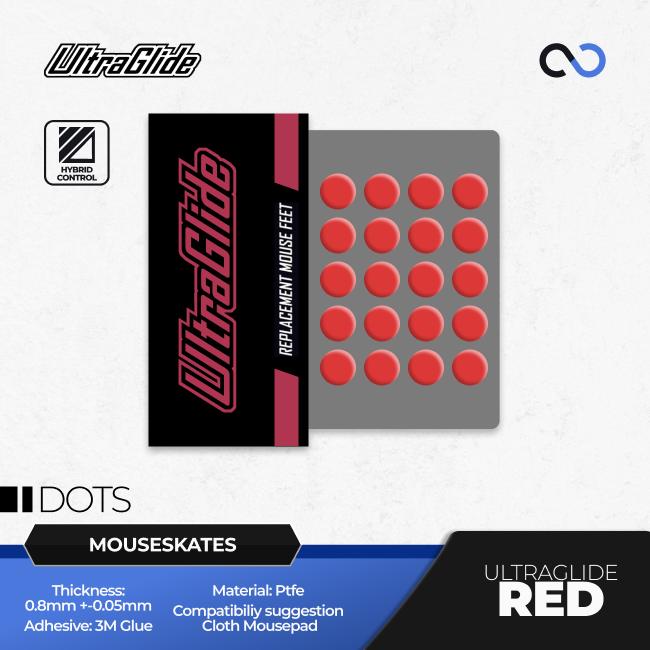 Meow Gaming Gear UltraGlide Red Dots Universal Mouse Feet / Mouse Skate PTFE (Hybrid-Control)