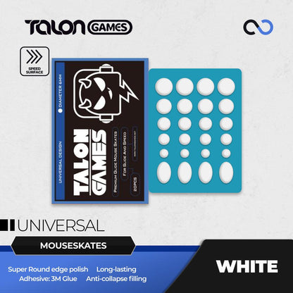 TALONGAMES White Universal Mouse Feet / Mouse Skate PTFE for Cloth Mouse pad (Hybrid)