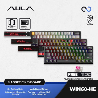 AULA WIN60 HE MAX 8K Hall Effect 60% Gaming Keyboard Rapid Trigger SOCD DKS RDT Wooting