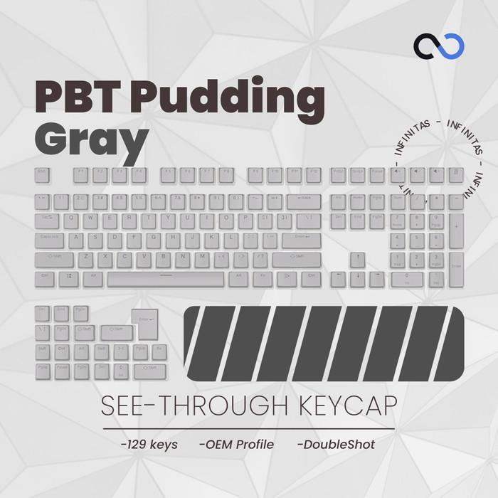 Keycaps PBT Pudding Grey / Gray / Abu-abu / Abuabu OEM Profile Shine-Through Keycap