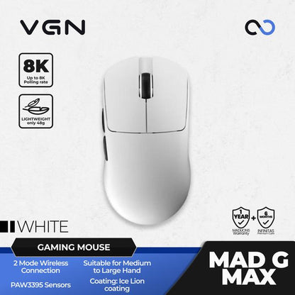VGN MADLIONS MAD G MAX 8K Wireless Ultra Light Weight Gaming Mouse Fierce Gaming Gear