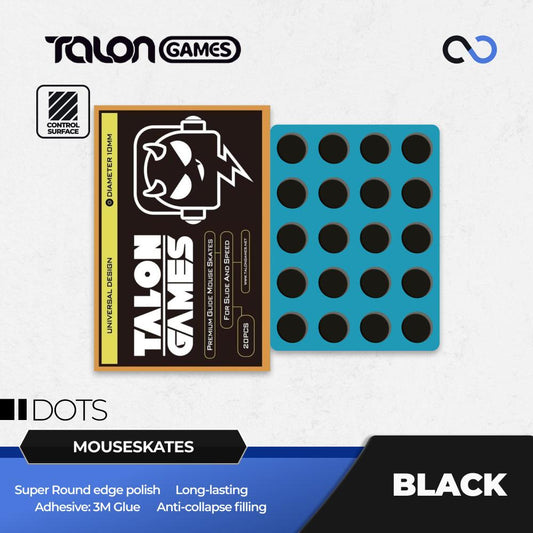 TALONGAMES Black Dots Universal Mouse Feet / Mouse Skate UPE for Cloth Mouse pad (Control)