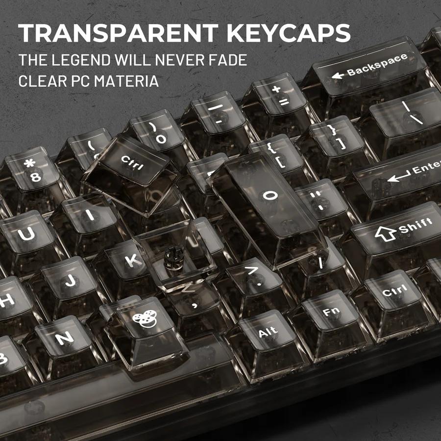 XVX Clear Black Keycaps Cherry Profile UV Printed Shine Through PC Keycap 124-Keys