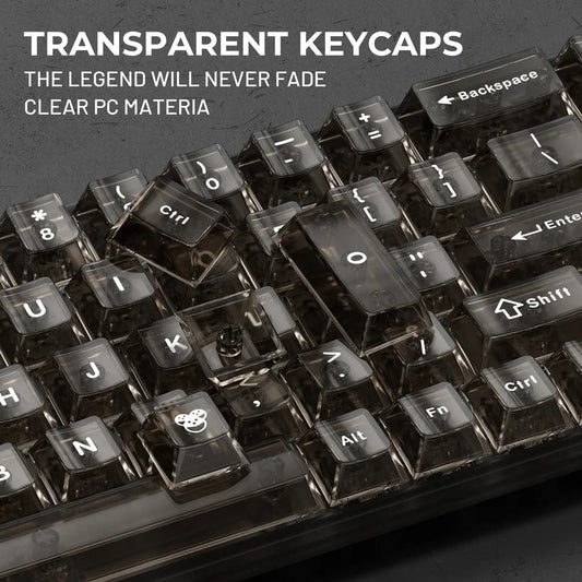 XVX Clear Black Keycaps Cherry Profile UV Printed Shine Through PC Keycap 124-Keys
