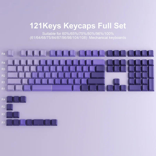 XVX Violet Side Gradient Keycaps OEM Profile Double Shot Shine Through PBT Keycap 121-Keys