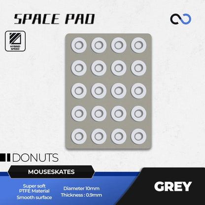 Spacepad Grey Donuts Universal Gaming Mouse Feet / Mouse Skate PTFE (Speed-Hybrid)