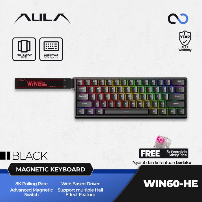 AULA WIN60 HE MAX 8K Hall Effect 60% Gaming Keyboard Rapid Trigger SOCD DKS RDT Wooting