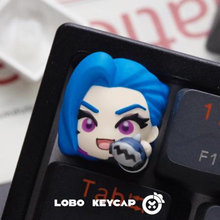 Lobo Jinx League of Legends Theme Artisan Keycaps Resin Keycap
