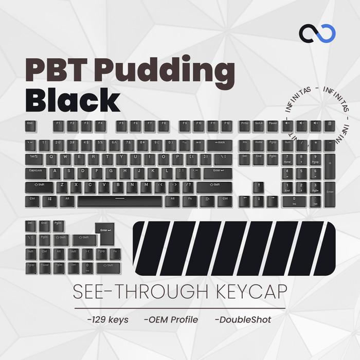 Keycaps PBT Pudding Black / Hitam OEM Profile Shine-Through Keycap