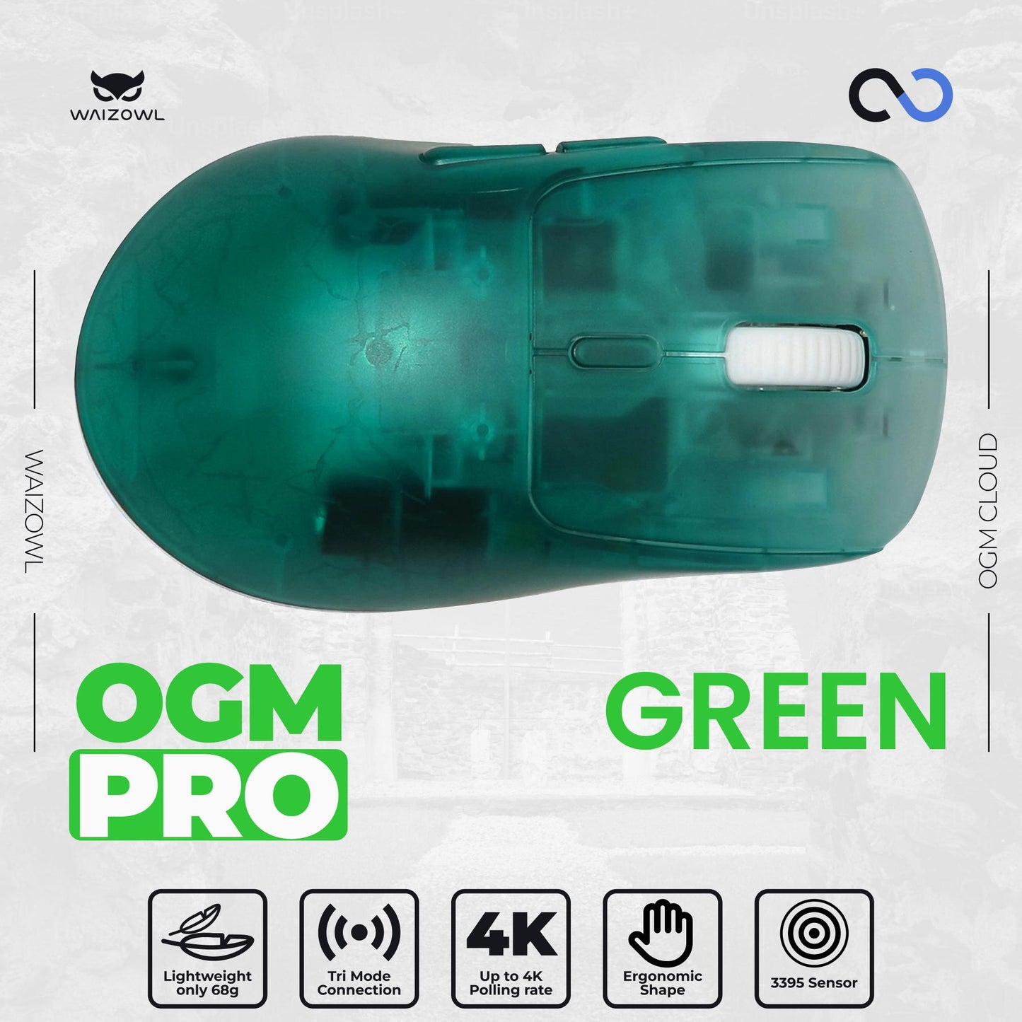 Waizowl OGM Pro 4K Three Mode Wireless Lightweight Gaming mouse