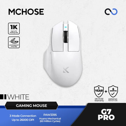 MCHOSE G7 Pro Wireless Ultra Light Weight PAW3395 Ergonomic Gaming Mouse G502 Shape
