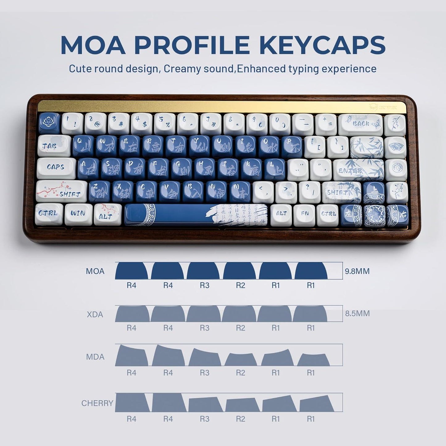 XVX Qinghua Porcelain Blue Ceramic Coated Keycaps MOA Profile Dye sub PBT Keycap 140-Keys