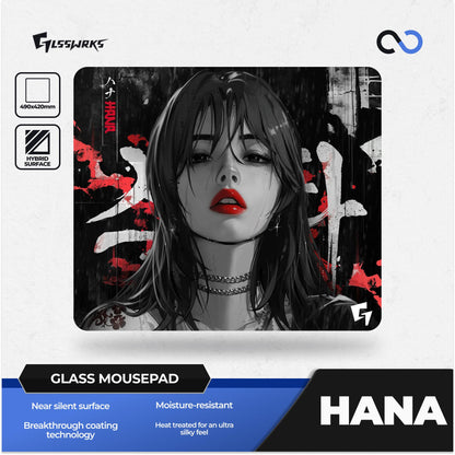 GLSSWRKS HANA Glass Gaming Mousepad Kaca (Hybrid-Control)