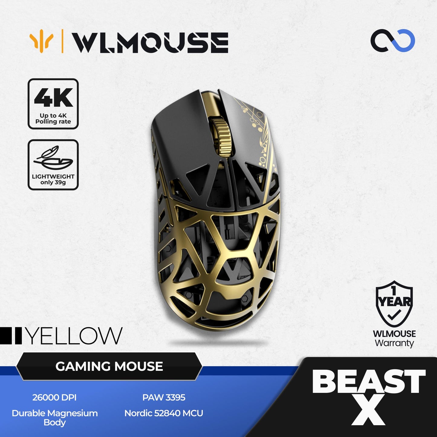 WLMouse Beast X / BeastX Super Light Magnesium Wireless Gaming Mouse