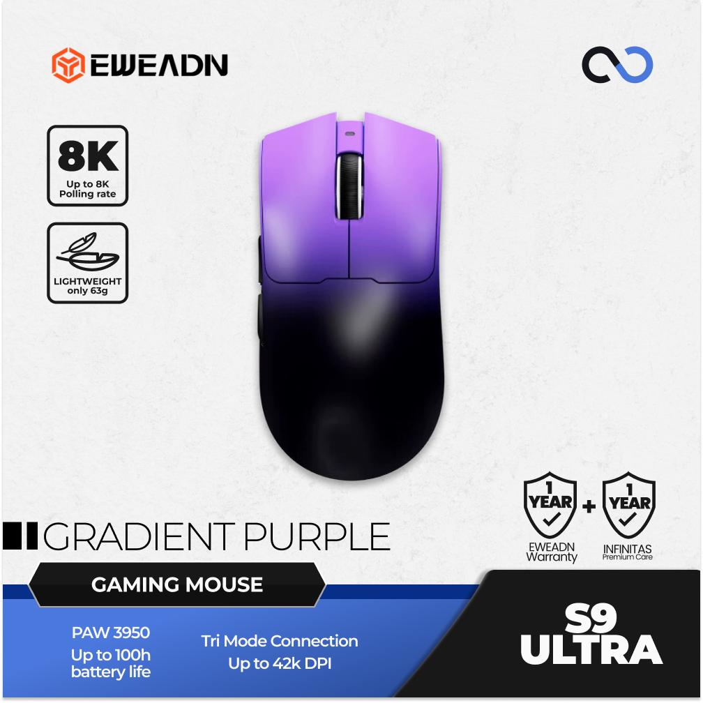 EWEADN S9 ULTRA 8K Wireless Light Weight PAW3950 ULTRA Gaming Mouse Viper V3 Shape