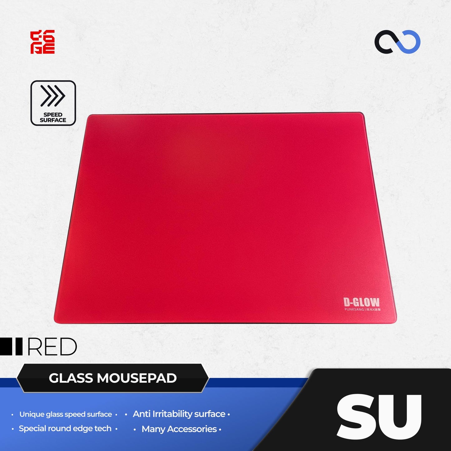 D-Glow SU Silicone Base Glass Gaming Mousepad Kaca (Speed)