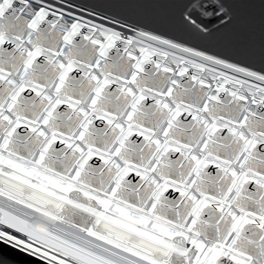 XVX Clear Black Keycaps Cherry Profile UV Printed Shine Through PC Keycap 124-Keys