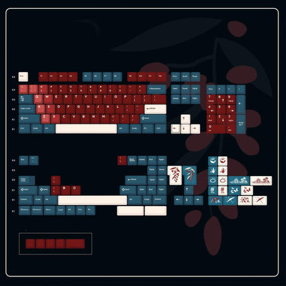 XVX Frost Red Bean / Soft Red Blue Jade Keycaps Cherry Profile Double Shot + UV Print Shine Through PBT + PC Keycap 142-Keys